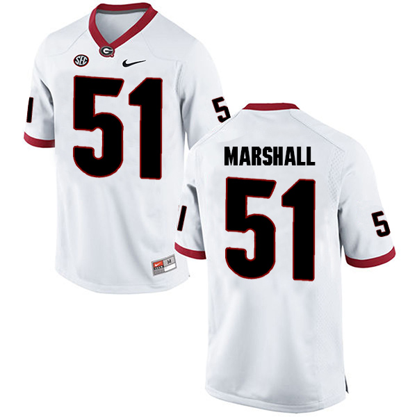 David Marshall Georgia Bulldogs Men's Jersey - #51 NCAA White Limited Away