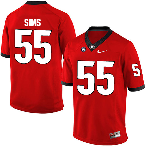 Dyshon Sims Georgia Bulldogs Men's Jersey - #55 NCAA Red Limited Home