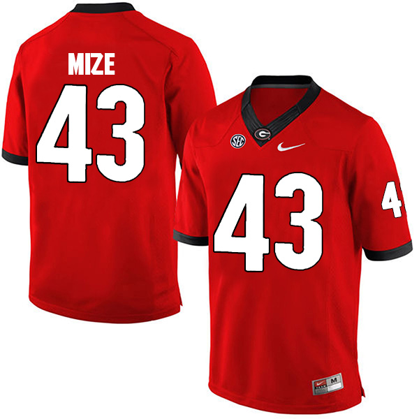 Isaac Mize Georgia Bulldogs Men's Jersey - #43 NCAA Red Limited Home