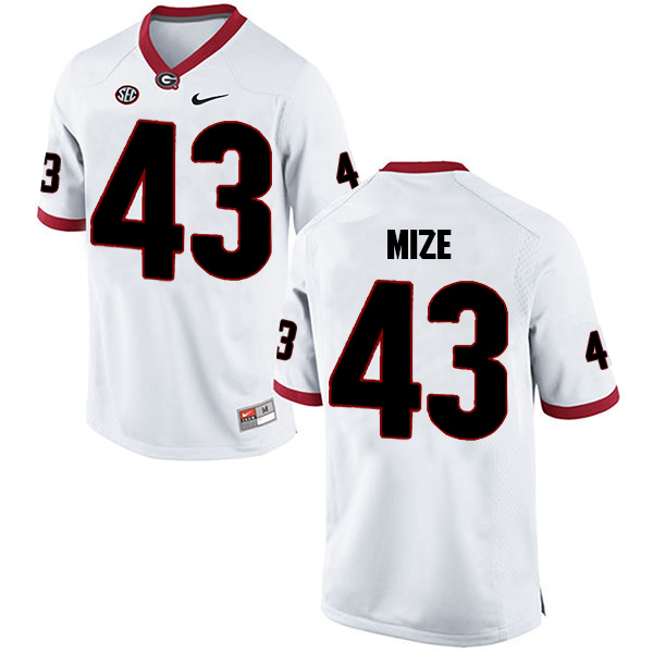 Isaac Mize Georgia Bulldogs Men's Jersey - #43 NCAA White Limited Away