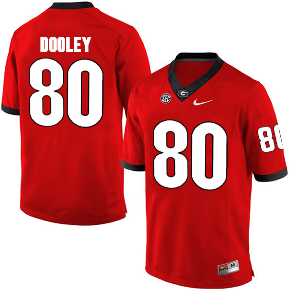 J.T. Dooley Georgia Bulldogs Men's Jersey - #80 NCAA Red Limited Home