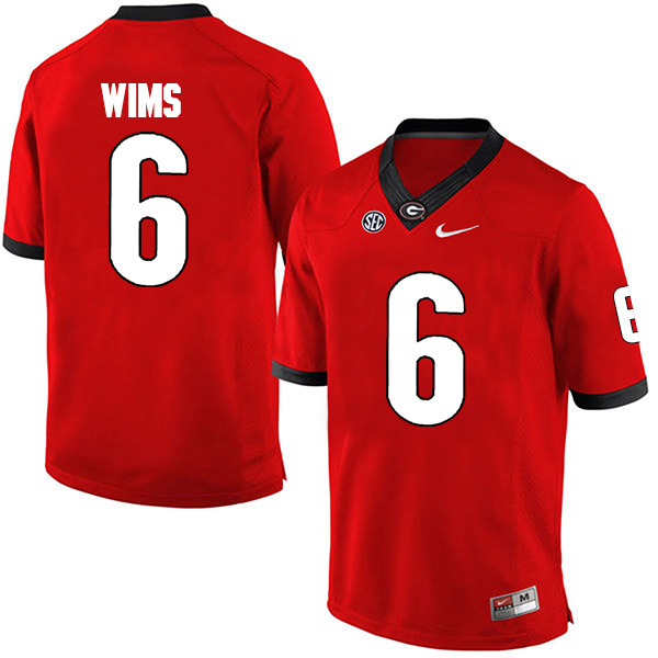 Javon Wims Georgia Bulldogs Men's Jersey - #6 NCAA Red Limited Home
