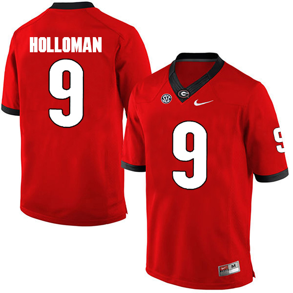Jeremiah Holloman Georgia Bulldogs Men's Jersey - #9 NCAA Red Limited Home