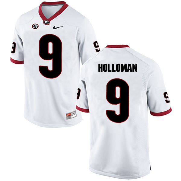 Jeremiah Holloman Georgia Bulldogs Men's Jersey - #9 NCAA White Limited Away