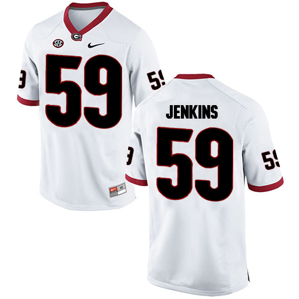 Jordan Jenkins Georgia Bulldogs Men's Jersey - #59 NCAA White Limited Away