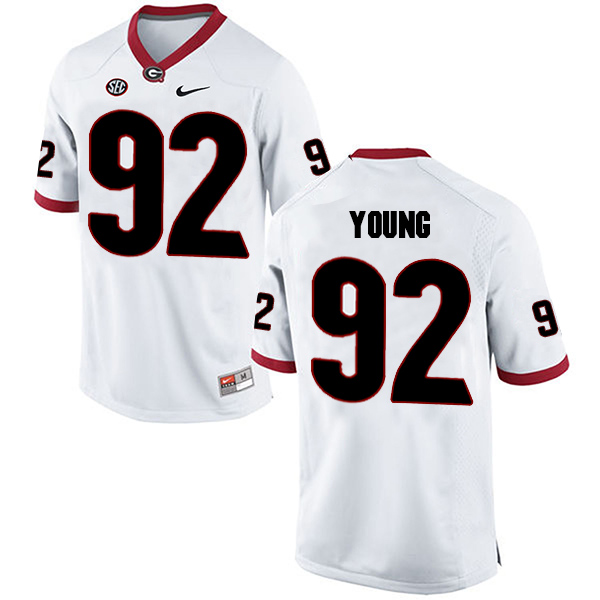Justin Young Georgia Bulldogs Men's Jersey - #92 NCAA White Limited Away
