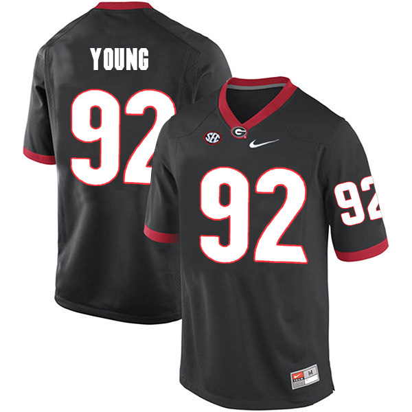 Justin Young Georgia Bulldogs Men's Jersey - #92 NCAA Black Limited Home