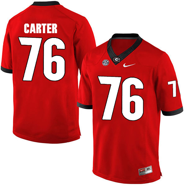 Michail Carter Georgia Bulldogs Men's Jersey - #76 NCAA Red Limited Home