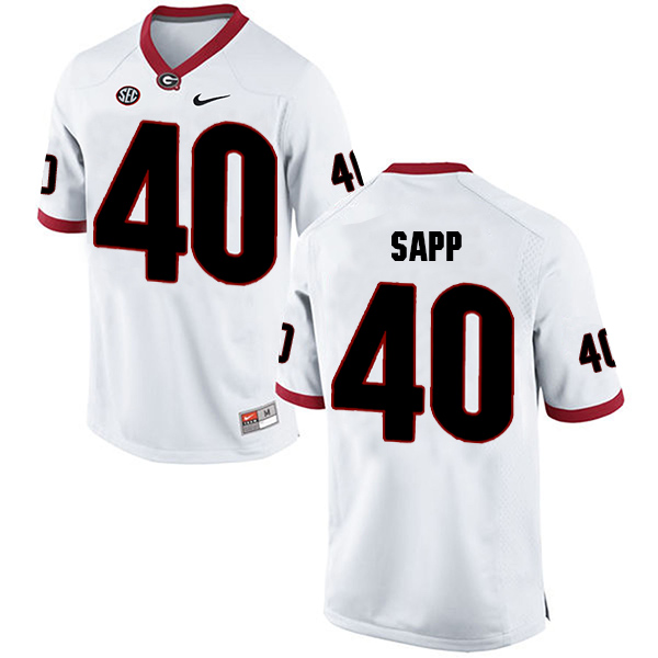 Theron Sapp Georgia Bulldogs Men's Jersey - #40 NCAA White Limited Away