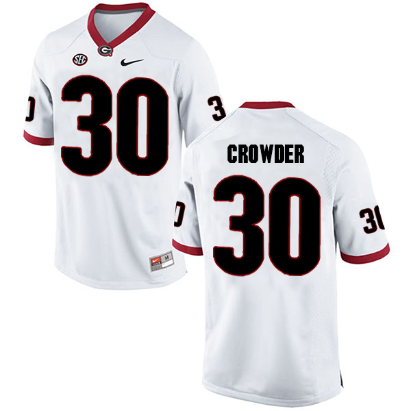 Tae Crowder Georgia Bulldogs Men's Jersey - #30 NCAA White Limited Away