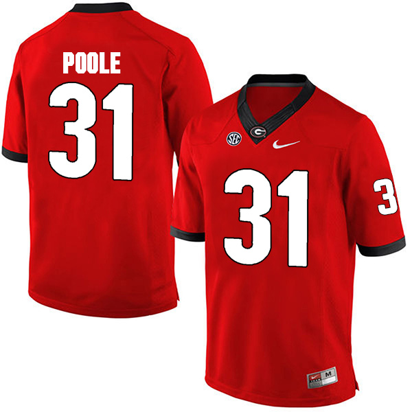 William Poole Georgia Bulldogs Men's Jersey - #31 NCAA Red Limited Home