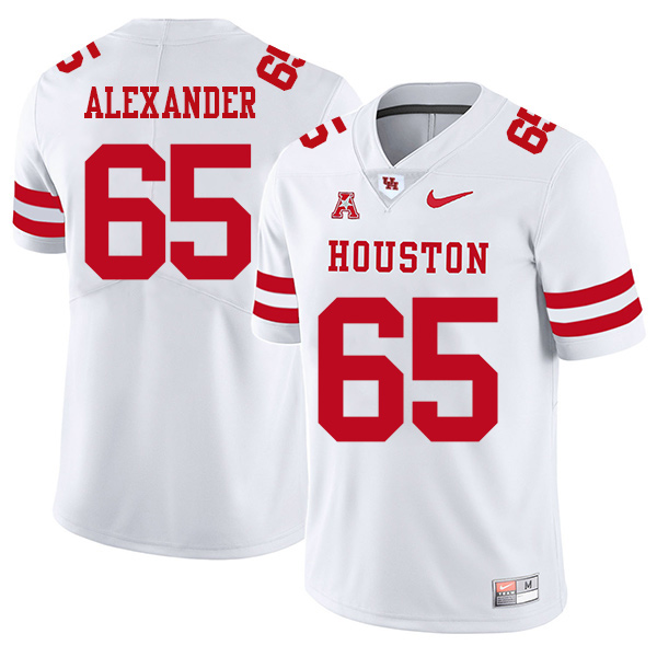 Bo Alexander Houston Cougars Men's Jersey - #65 NCAA White Stitched Authentic