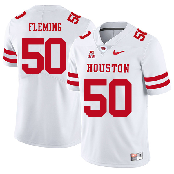 Aymiel Fleming Houston Cougars Men's Jersey - #50 NCAA White Stitched Authentic