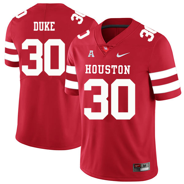 Alexander Duke Houston Cougars Men's Jersey - #30 NCAA Red Stitched Authentic