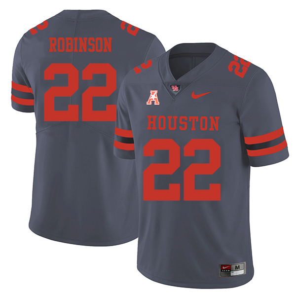 Austin Robinson Houston Cougars Men's Jersey - #22 NCAA Grey Stitched Authentic