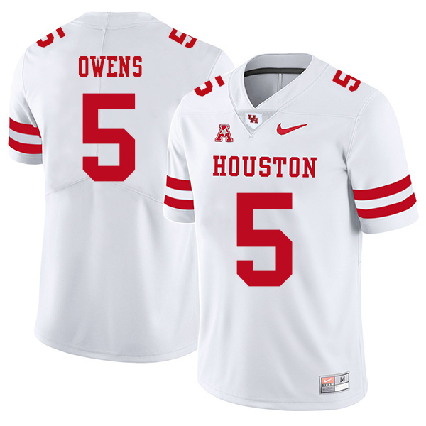Darrion Owens Houston Cougars Men's Jersey - #5 NCAA White Stitched Authentic