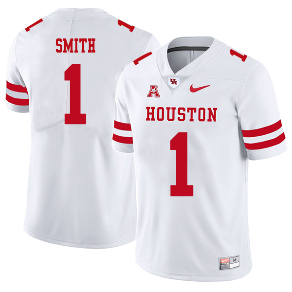 Bryson Smith Houston Cougars Men's Jersey - #1 NCAA White Stitched Authentic