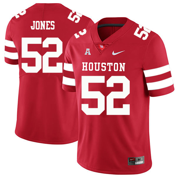Braylon Jones Houston Cougars Men's Jersey - #52 NCAA Red Stitched Authentic