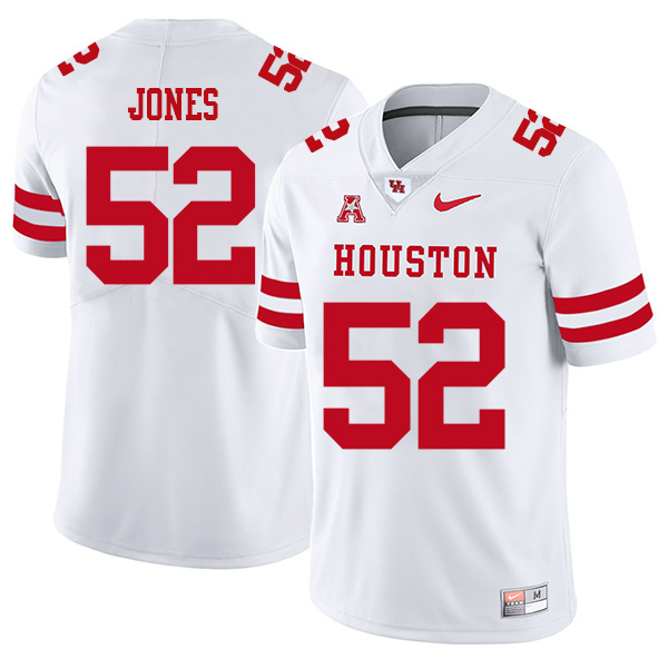 Braylon Jones Houston Cougars Men's Jersey - #52 NCAA White Stitched Authentic