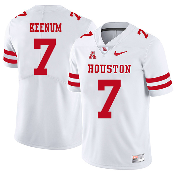 Case Keenum Houston Cougars Men's Jersey - #7 NCAA White Stitched Authentic
