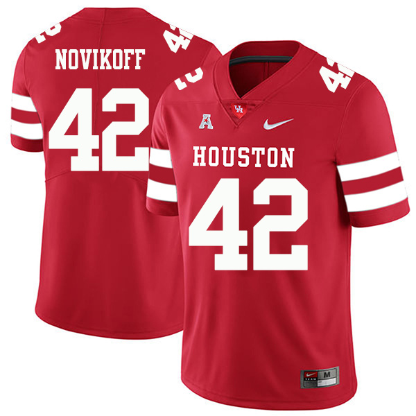 Caden Novikoff Houston Cougars Men's Jersey - #42 NCAA Red Stitched Authentic