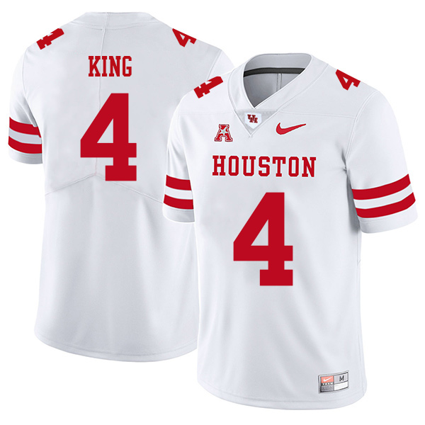 D'Eriq King Houston Cougars Men's Jersey - #4 NCAA White Stitched Authentic