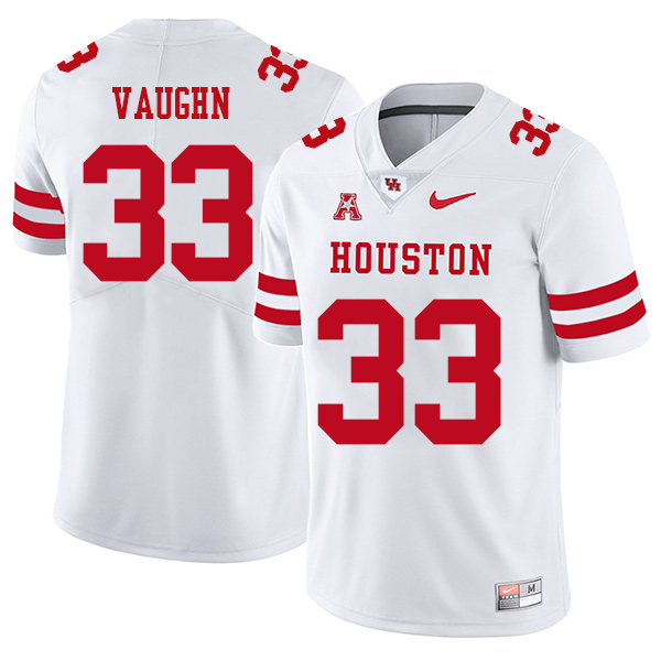 Garrison Vaughn Houston Cougars Men's Jersey - #33 NCAA White Stitched Authentic
