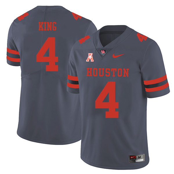 D'Eriq King Houston Cougars Men's Jersey - #4 NCAA Grey Stitched Authentic