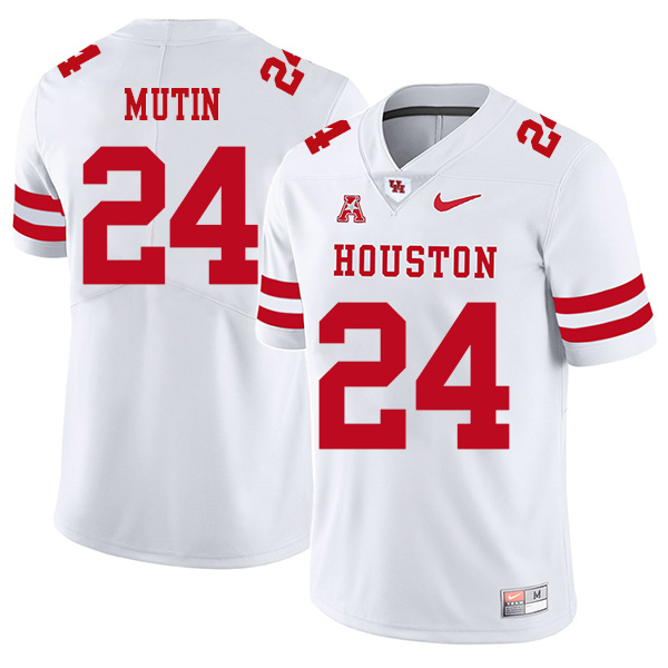 Donavan Mutin Houston Cougars Men's Jersey - #24 NCAA White Stitched Authentic