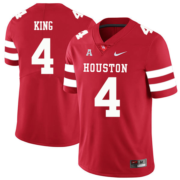 D'Eriq King Houston Cougars Men's Jersey - #4 NCAA Red Stitched Authentic
