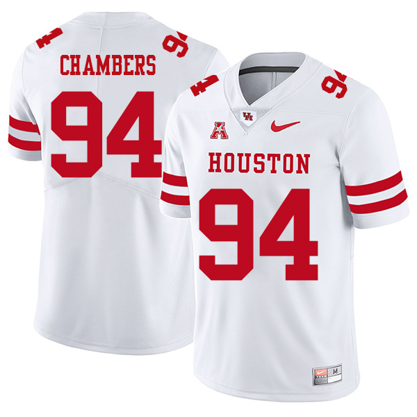 Isaiah Chambers Houston Cougars Men's Jersey - #94 NCAA White Stitched Authentic