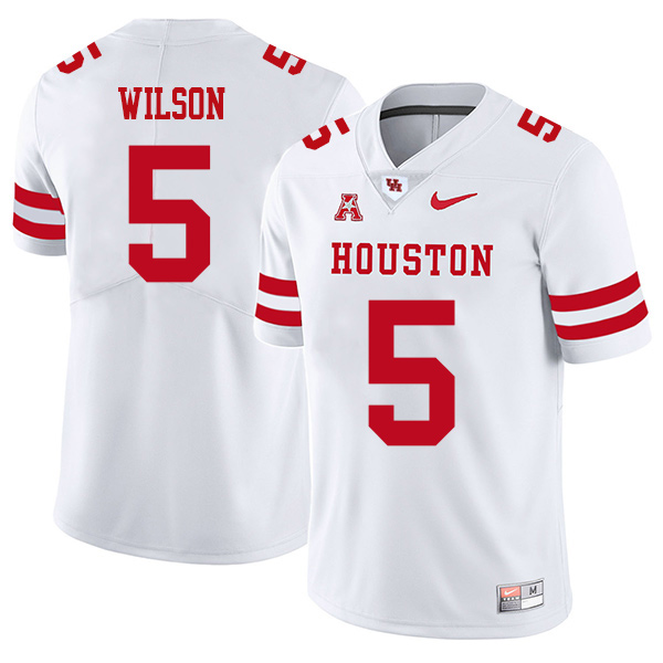 Howard Wilson Houston Cougars Men's Jersey - #5 NCAA White Stitched Authentic