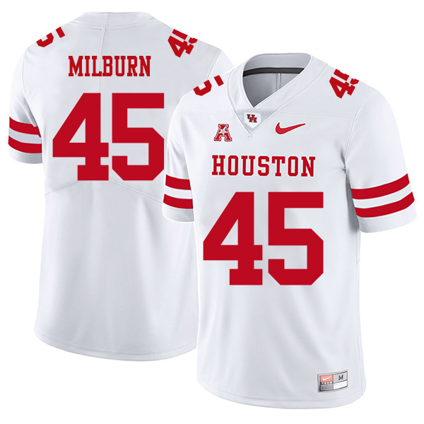 Jordan Milburn Houston Cougars Men's Jersey - #45 NCAA White Stitched Authentic