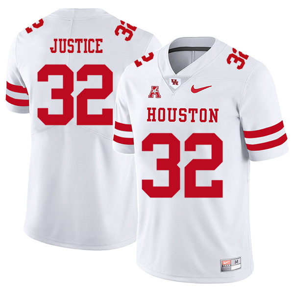 Kevrin Justice Houston Cougars Men's Jersey - #32 NCAA White Stitched Authentic
