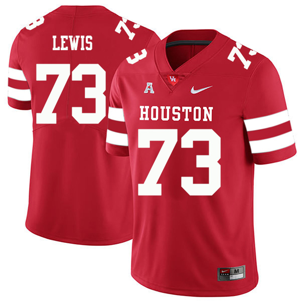 Kameron Lewis Houston Cougars Men's Jersey - #73 NCAA Red Stitched Authentic