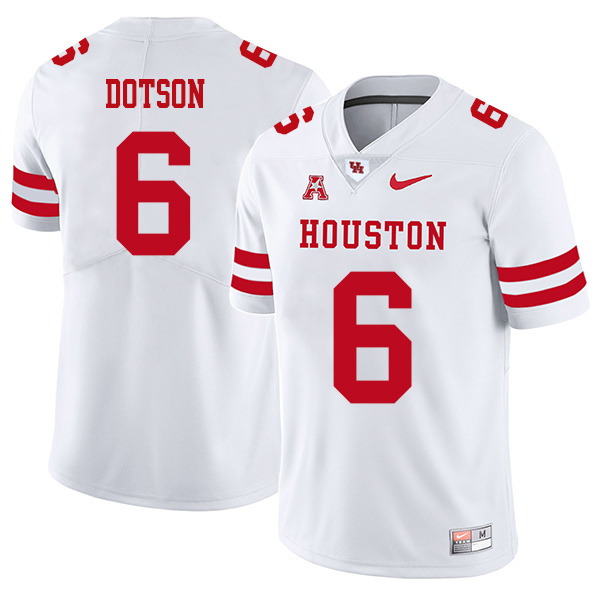 Khari Dotson Houston Cougars Men's Jersey - #6 NCAA White Stitched Authentic