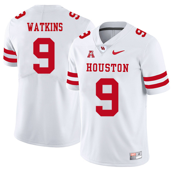 Nick Watkins Houston Cougars Men's Jersey - #9 NCAA White Stitched Authentic