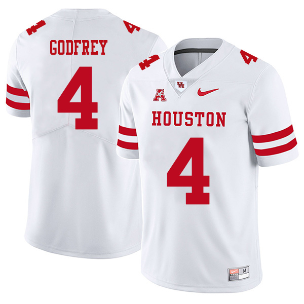 Leroy Godfrey Houston Cougars Men's Jersey - #4 NCAA White Stitched Authentic