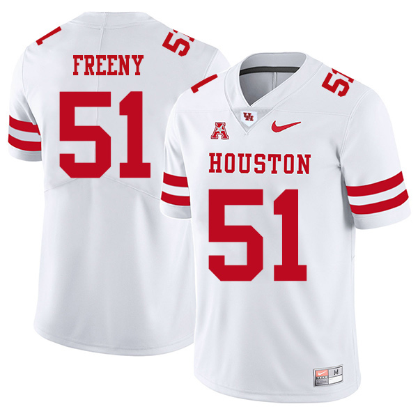 Tariq Freeny Houston Cougars Men's Jersey - #51 NCAA White Stitched Authentic