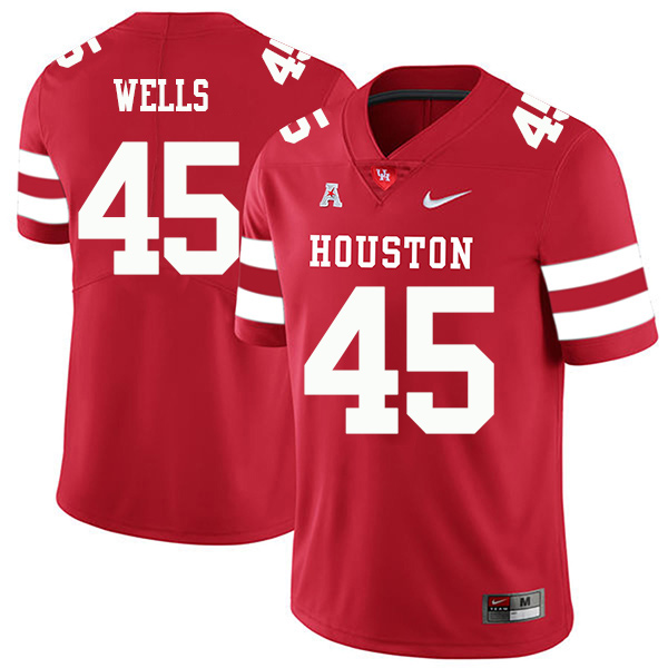 Spencer Wells Houston Cougars Men's Jersey - #45 NCAA Red Stitched Authentic