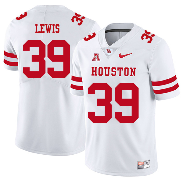 Shaun Lewis Houston Cougars Men's Jersey - #39 NCAA White Stitched Authentic