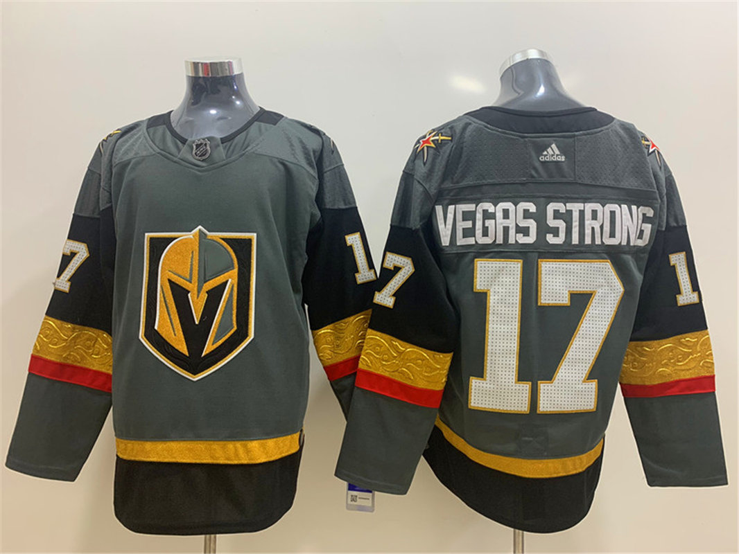 Men's Vegas Golden Knights #17 Vegas  Strong Adidas Grey Jersey