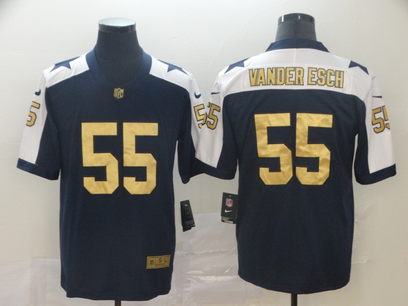 Men's Dallas Cowboys #55 Leighton Vander Esch Nike Navy Gold Retro Football Jersey
