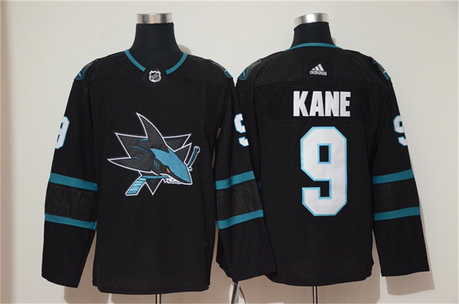 Mens San Jose Sharks 9 Evander Kane adidas Black Alternate Third Jersey