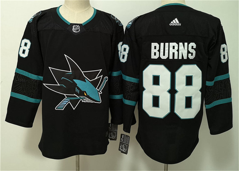 Mens San Jose Sharks #88 Brent Burns adidas Black Alternate Third Jersey