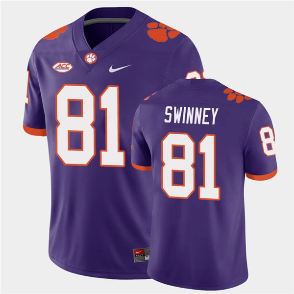 Mens Clemson Tigers #81 Drew Swinney Nike Purple College Football Game Jersey