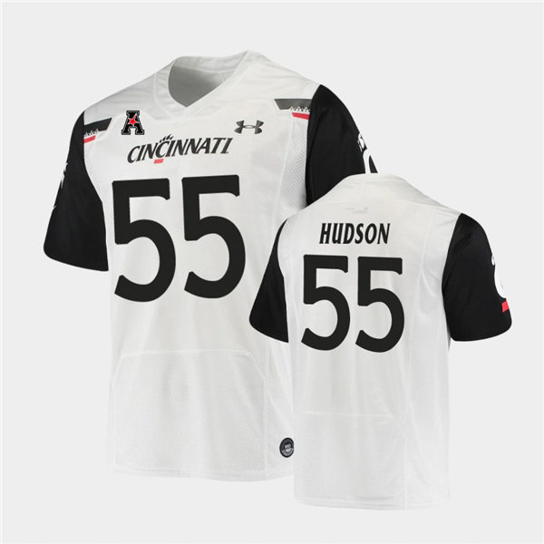Mens Cincinnati Bearcats #55 James Hudson Under Armour White College Football Game Jersey