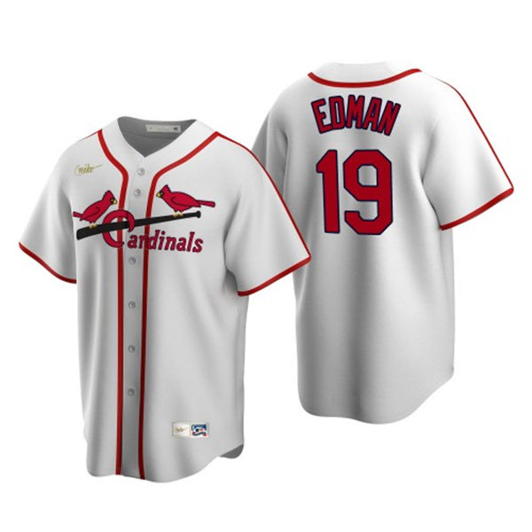 Mens St. Louis Cardinals #19 Tommy Edman Nike White Cooperstown Collection Jersey