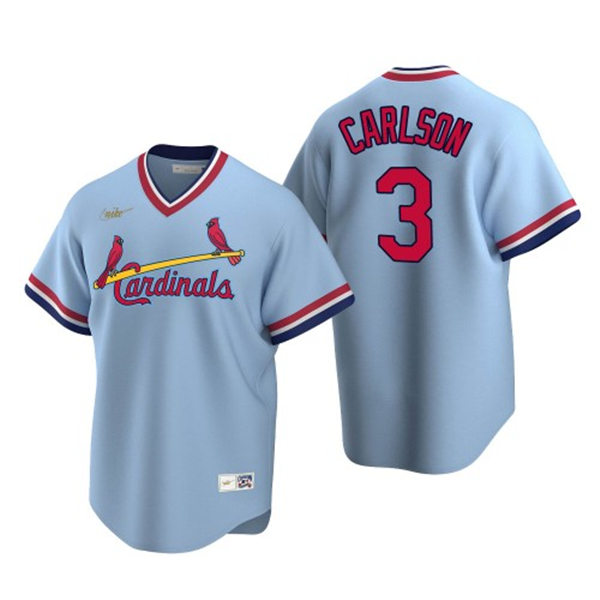 Mens St. Louis Cardinals #3 Dylan Carlson Nike Light Blue Pullover Cooperstown Collection Jersey