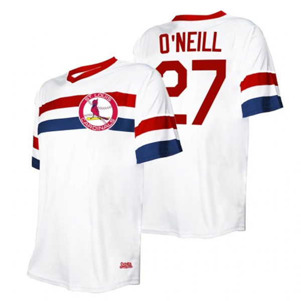 Mens St. Louis Cardinals #27 Tyler O'Neill Nike White V-Neck Cooperstown Collection Jersey
